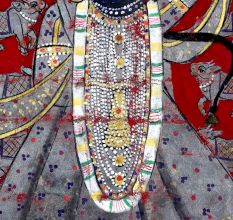 Lord Krishna Cloth Pichwai Painting in Golconda Art for Decoration