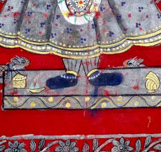 Lord Krishna Cloth Pichwai Painting in Golconda Art for Decoration