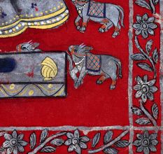 Lord Krishna Cloth Pichwai Painting in Golconda Art for Decoration