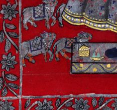 Lord Krishna Cloth Pichwai Painting in Golconda Art for Decoration