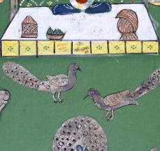 Hand-Painted Lord Krishna Pichwai Golconda Artwork on Cloth for Decor