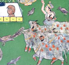 Hand-Painted Lord Krishna Pichwai Golconda Artwork on Cloth for Decor