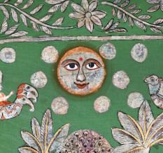 Hand-Painted Lord Krishna Pichwai Golconda Artwork on Cloth for Decor
