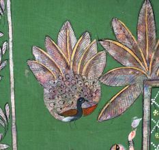 Hand-Painted Lord Krishna Pichwai Golconda Artwork on Cloth for Decor