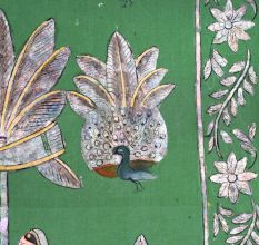 Hand-Painted Lord Krishna Pichwai Golconda Artwork on Cloth for Decor