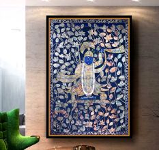 Pichwai Art of Lord Krishna on Cloth for Prayer Room