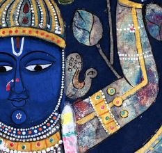 Pichwai Art of Lord Krishna on Cloth for Prayer Room