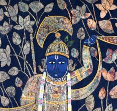 Pichwai Art of Lord Krishna on Cloth for Prayer Room