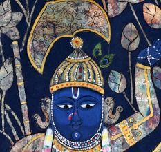 Pichwai Art of Lord Krishna on Cloth for Prayer Room