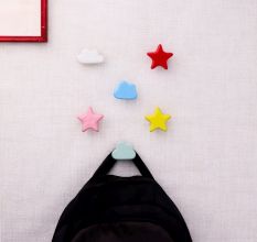 Ceramic Multicolor Star Cloud Modern Kids Wall Hooks-6 Pieces