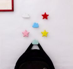 Ceramic Multicolor Star Cloud Modern Kids Wall Hooks-6 Pieces