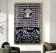 Beautiful Pichwai Painting of Lord Krishna on Cloth for Prayer Room