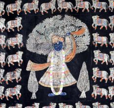 Beautiful Pichwai Painting of Lord Krishna on Cloth for Prayer Room