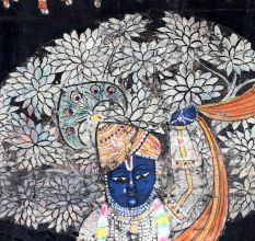 Beautiful Pichwai Painting of Lord Krishna on Cloth for Prayer Room