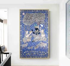 Pichwai Art Lord Krishna Golconda Art Painting for Home Decor Wall Art