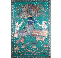 Beautifully Painted Cloth Pichwai Painting of Lord Krishna for Decor