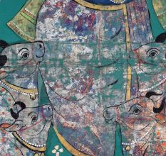 Beautifully Painted Cloth Pichwai Painting of Lord Krishna for Decor