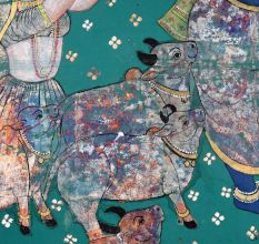 Beautifully Painted Cloth Pichwai Painting of Lord Krishna for Decor