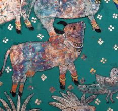 Beautifully Painted Cloth Pichwai Painting of Lord Krishna for Decor