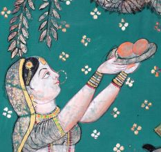 Beautifully Painted Cloth Pichwai Painting of Lord Krishna for Decor