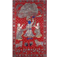 Vibrant Colored Lord Krishna Pichwai Painting for Prayer Room