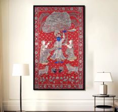 Vibrant Colored Lord Krishna Pichwai Painting for Prayer Room