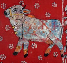 Vibrant Colored Lord Krishna Pichwai Painting for Prayer Room