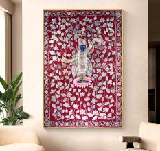 Multi-Colour Lord Krishna Cloth Pichwai Painting for Prayer Room