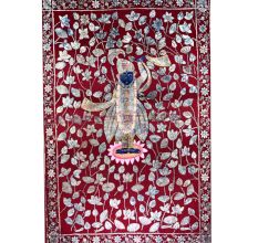 Multi-Colour Lord Krishna Cloth Pichwai Painting for Prayer Room