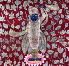 Multi-Colour Lord Krishna Cloth Pichwai Painting for Prayer Room