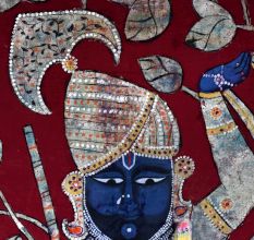 Multi-Colour Lord Krishna Cloth Pichwai Painting for Prayer Room