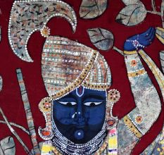 Multi-Colour Lord Krishna Cloth Pichwai Painting for Prayer Room