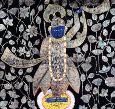 Lord Shrinathji Cloth Pichwai Painting in Golconda Art for Home Decoration