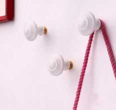 White Solid Ceramic Wall Hooks-3 Pieces