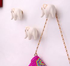Baby Elephant Shape Ceramic Wall Hooks-3 Pieces