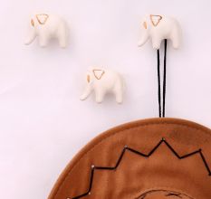 Baby Elephant Shape Ceramic Wall Hooks-3 Pieces