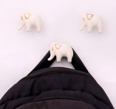 Baby Elephant Shape Ceramic Wall Hooks-3 Pieces