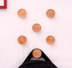 Round Natural Wooden Wall Hooks-6 Pieces