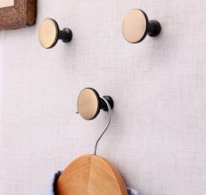 Antique Gold Brass Round Beaded Modern Wall Hooks-3 Pieces