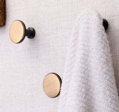 Antique Gold Brass Round Beaded Modern Wall Hooks-3 Pieces