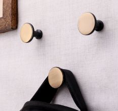 Antique Gold Brass Round Beaded Modern Wall Hooks-3 Pieces