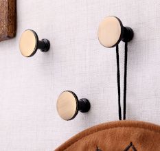 Antique Gold Brass Round Beaded Modern Wall Hooks-3 Pieces