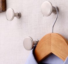 Round Brushed Nickel Plated Solid Brass Wall Hooks-3 Pieces