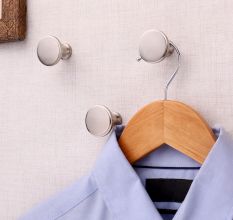 Round Brushed Nickel Plated Solid Brass Wall Hooks-3 Pieces