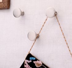 Round Brushed Nickel Plated Solid Brass Wall Hooks-3 Pieces