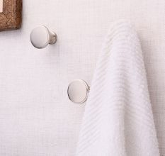 Round Brushed Nickel Plated Solid Brass Wall Hooks-3 Pieces