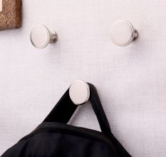 Round Brushed Nickel Plated Solid Brass Wall Hooks-3 Pieces