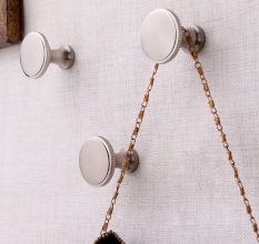 Round Brushed Nickel Plated Solid Brass Wall Hooks-3 Pieces