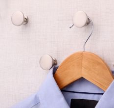 Round Solid Brass Wall Hooks In Silver Color -3 Pieces