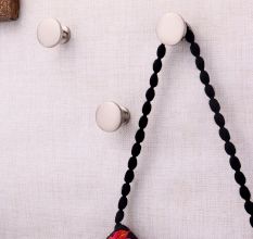 Round Solid Brass Wall Hooks In Silver Color -3 Pieces